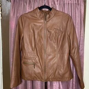 NWT Alfani Women's Brown Pleather Jacket